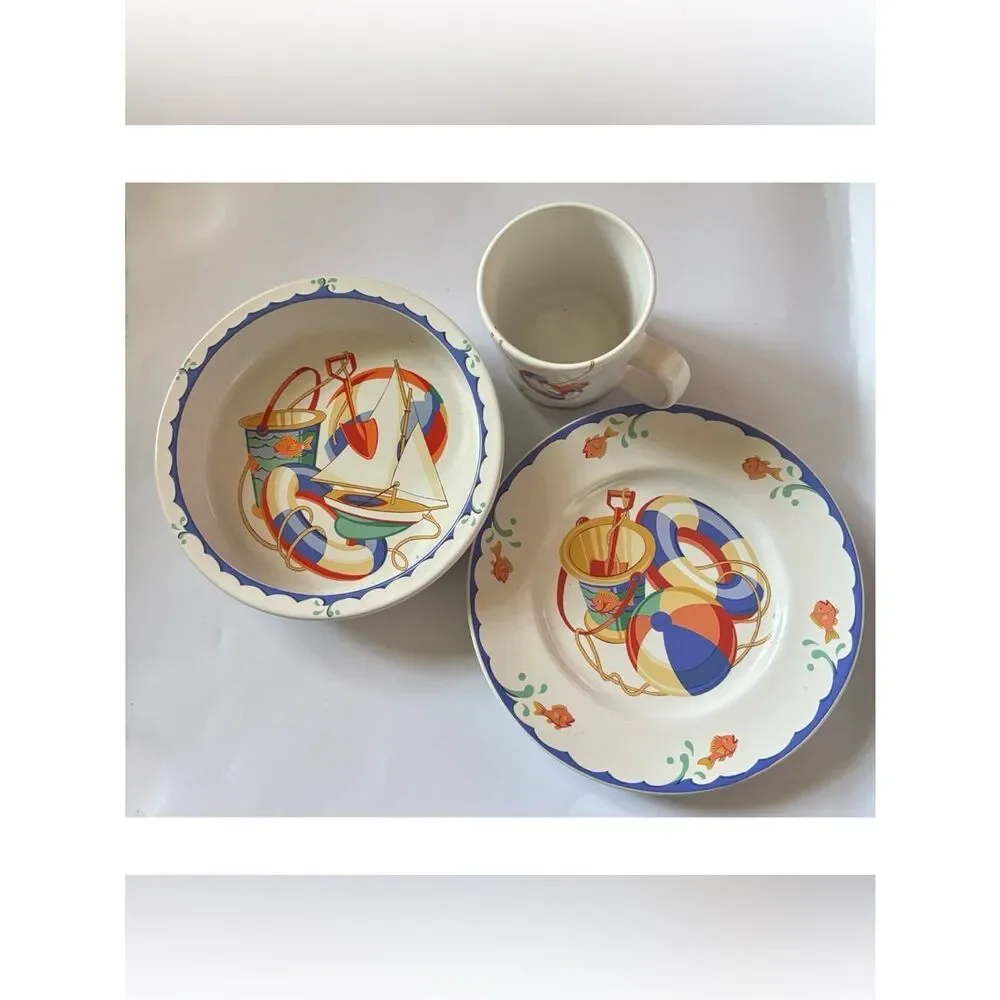 TIFFANY & Co. PORCELAIN 3 Pc Set~ Tiffany Seashore Vintage from 1990